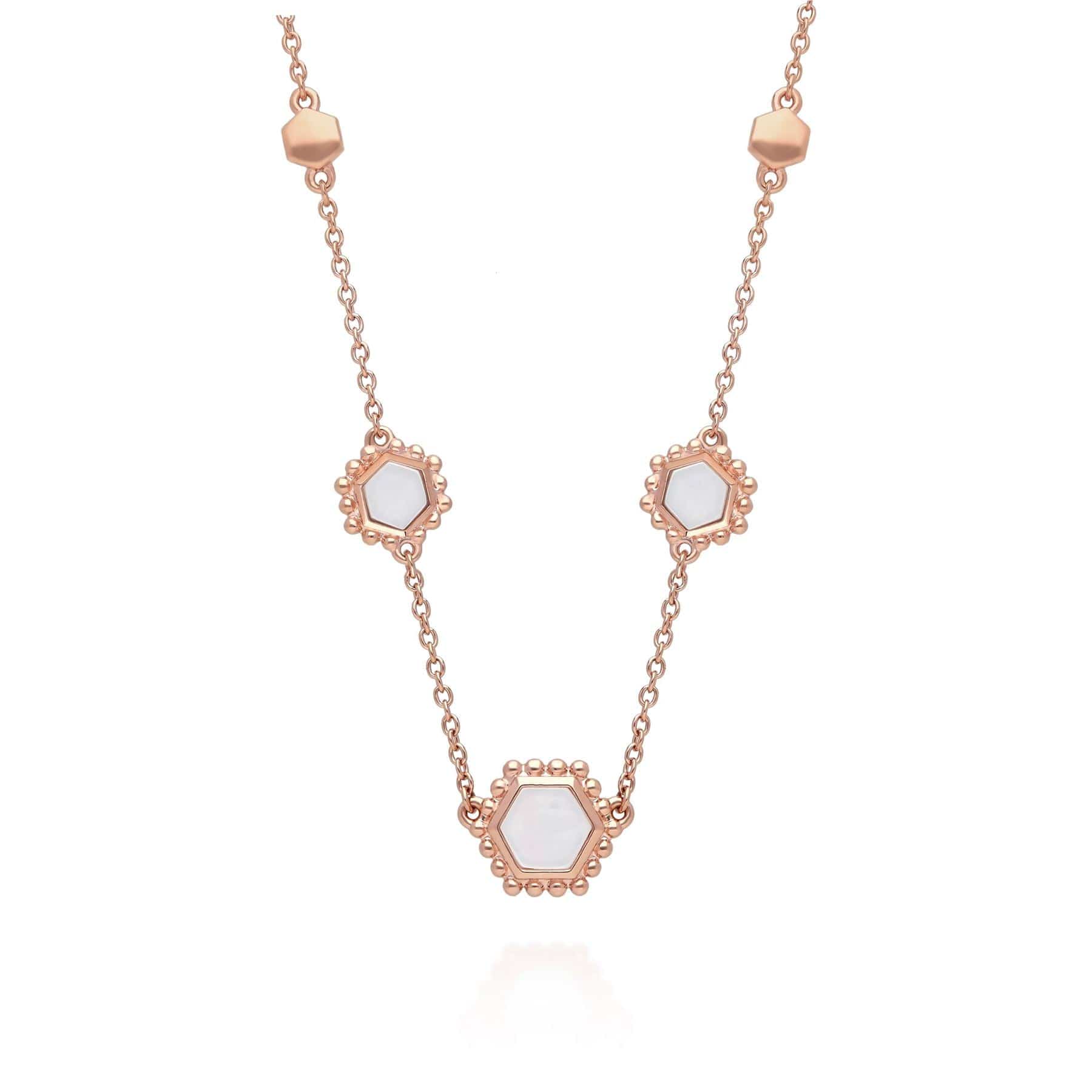 Mother of Pearl Slice Chain Necklace in Rose Gold Plated Silver
