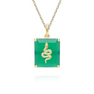 Grand Deco Green Chalcedony Snake Pendant in Gold Plated Sterling Silver