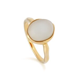 Abnormal B Gem Moonstone Ring in Yellow Gold Plated Silver