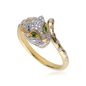 ECFEW™ ‘The Unifier’ Tsavorite & Diamond Cheetah Ring in 9ct Yellow Gold