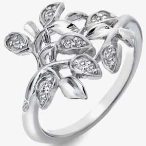 Scorching Diamonds Nurture Sterling Silver White Topaz Tree Ring DR233/M
