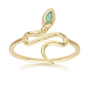 ECFEW™ Emerald Winding Snake Ring in 9ct Yellow Gold