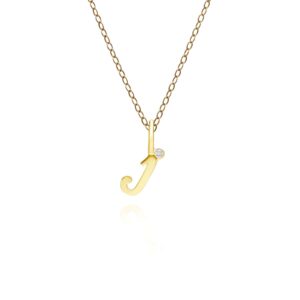 Alphabet Letter J Diamond pendant in 9ct Yellow Gold