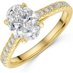 18ct Yellow Gold Lab Grown 1.50ct Oval Diamond Shoulders 1.75tw