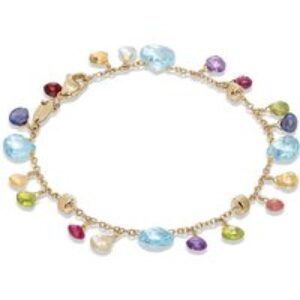 Marco Bicego Paradise Charms Multi 18ct Yellow Gold Gemstone Bracelet 18.5cm BB2584 MIX01T Y 02
