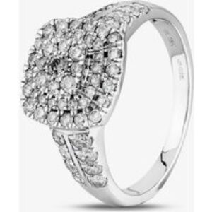 18ct White Gold 1.00ct Diamond Shouldered Cushion Cluster Ring THR15868-100 N