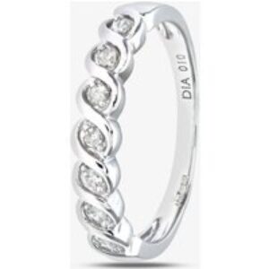 9ct White Gold 0.10ct Diamond Swirl Half Eternity Ring PR07018W L