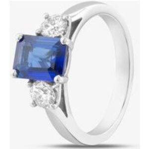 Platinum 1.61ct Emerald Cut Sapphire & 0.50ct Brilliant Cut Diamond Shoulder Set Solitaire Ring 20180