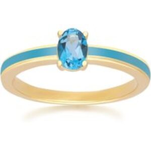 Siberian Waltz Blue Enamel & London Blue Topaz Ring in Gold Plated Silver