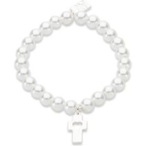 August Woods Silver Cross Heart Pearl Bracelet – Silver