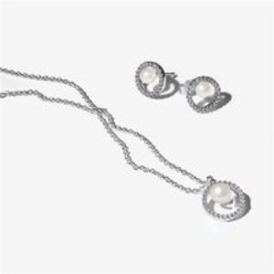 Pandora Treated Freshwater Cultured Pearl & Pavé Gift Set – Silver