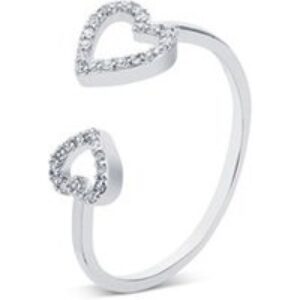 August Woods Silver Double Heart Adjustable Ring – Silver