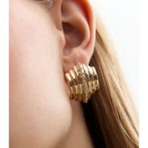 Gold Tone Diamanté Chunky Hoop Earrings New Look