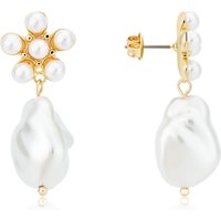 August Woods Gold Pearl Flower Drop Earrings - Gold - Image 2