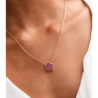 Gold Tone Burgundy Flower Pendant Necklace New Glance - Image 2