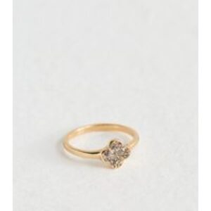 Gold Tone Flower Diamanté Ring New Look