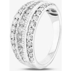 9ct White Gold 1.00ct Diamond Multi-set Three Row Ring THR18910-100 WG N