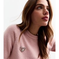 Silver Tone Heart Faux Pearl Diamanté Brooch New Look - Image 2
