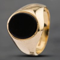 Pre-Owned 9ct Yellow Gold Onyx Oval Signet Ring 41341535 - Image 2