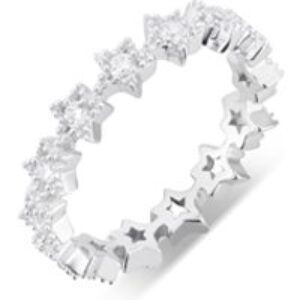 Argento Silver CZ Star Band Ring – 50