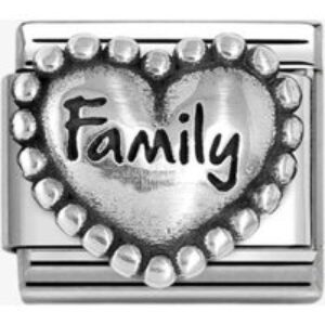 Nomination CLASSIC Silvershine Silver Beaded Heart Family Charm 330101/84