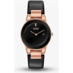 Citizen Ladies Axiom Rose Gold Plated Black Dial Leather Strap Watch GA1058-16E
