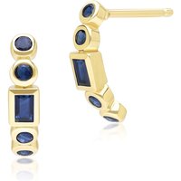 Vintage Sapphire Part Eternity Hoop Earrings in 9ct Yellow Gold - Image 2