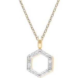 Geometric Hex Diamond Pendant Necklace in 9ct Yellow Gold