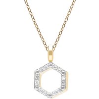 Geometric Hex Diamond Pendant Necklace in 9ct Yellow Gold - Image 2