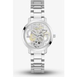 Guess Ladies Quattro Clear Silver Skeleton Dial Watch GW0300L1