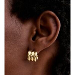 18ct Gold Plated Mini Triple Tube Earrings New Glance