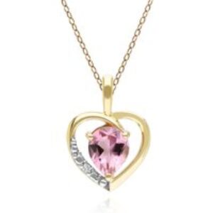 Vintage Pear Purple Tourmaline & Diamond Center Pendant Necklace In 9ct Yellow Gold
