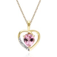 Vintage Pear Purple Tourmaline & Diamond Center Pendant Necklace In 9ct Yellow Gold - Image 2
