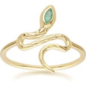 ECFEW™ Emerald Winding Snake Ring in 9ct Yellow Gold