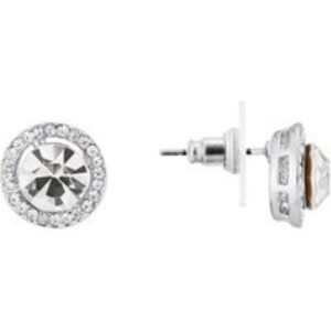 August Woods Silver Massive Crystal Halo Stud Earrings