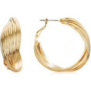 August Woods Gold Chunky Ribbed Hoop Earring – Gold