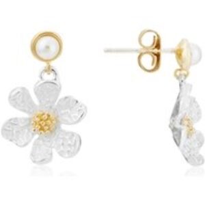 August Woods Gold Two-Tone Flower Pendant Earrings – Silver