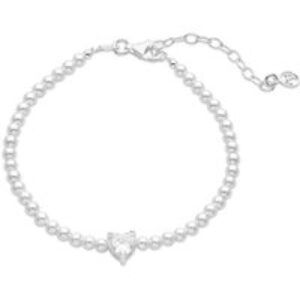 Argento Silver Pearl Heart CZ Bracelet – Silver