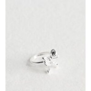Silver Tone Bow Ring New Glance