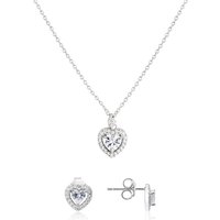 Argento Silver Crystal Heart Solitaire Set - Silver - Image 2