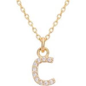 Argento Recycled Gold Letter Crystal Necklace – Letter C