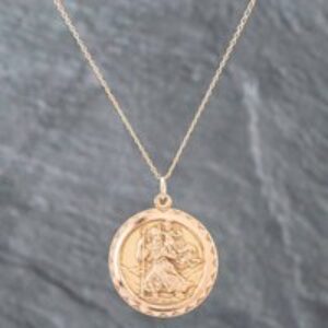 Pre-Owned 9ct Yellow Gold St Christopher Pendant & 16-20 Inch Curb Chain 41141920