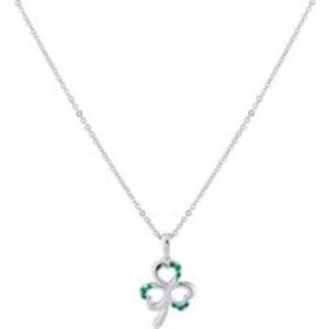 Argento Silver Emerald Clover Necklace – 45cm