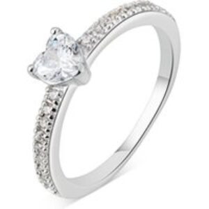 Argento Silver Middle Form CZ Stone Ring – 54
