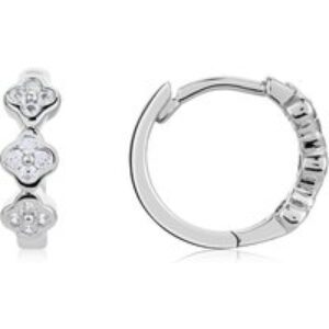 Argento Silver Clover Pave Hoop Earrings – Silver