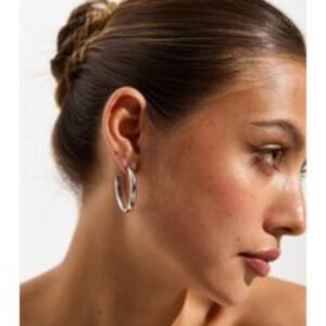 Silver Chunky Tube Hoop Earrings New Glance