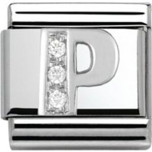 Nomination Silver Cubic Zirconia Letter Charm – P