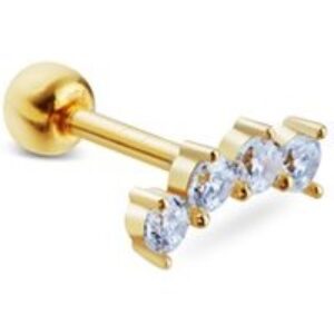 Argento Gold Curved Crystal Single Barbell Earring – Gold