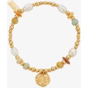 ChloBo Treasures Of Bali Golden Sands 18ct Yellow Gold Plated Multi Stone Shell Appeal Bracelet GBAPS3527