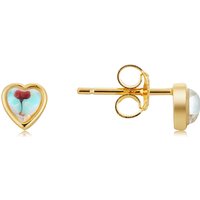 Argento Gold Mom of Pearl Middle Crystal Stud Earrings - Gold - Image 2